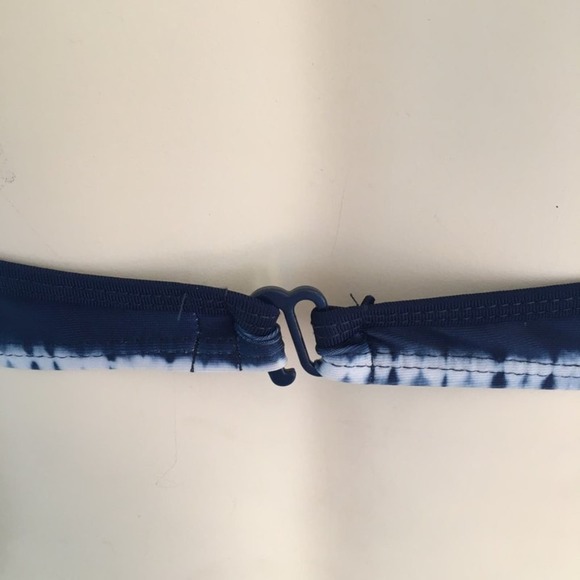 BOBBIE BROOKS Tie Dye Stripe Flounce Front Halter Tie Swim Top SZ L - Picture 8 of 11